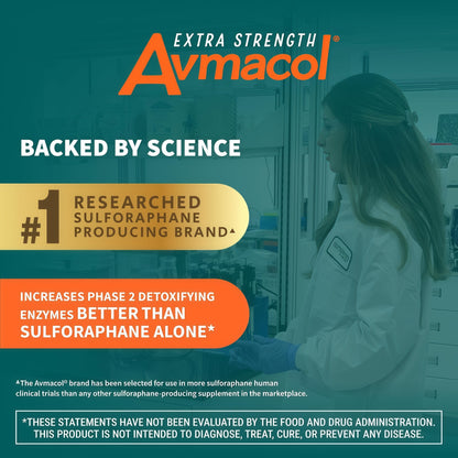 Nutramax Laboratories Avmacol Extra Strength #1 Researched Sulforaphane-Producing Brand for Detoxification with Glucoraphanin and Active Myrosinase, Immune Health, Adults & Children, 75 Tablets